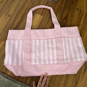 Victoria’s Secret pink striped tote bag